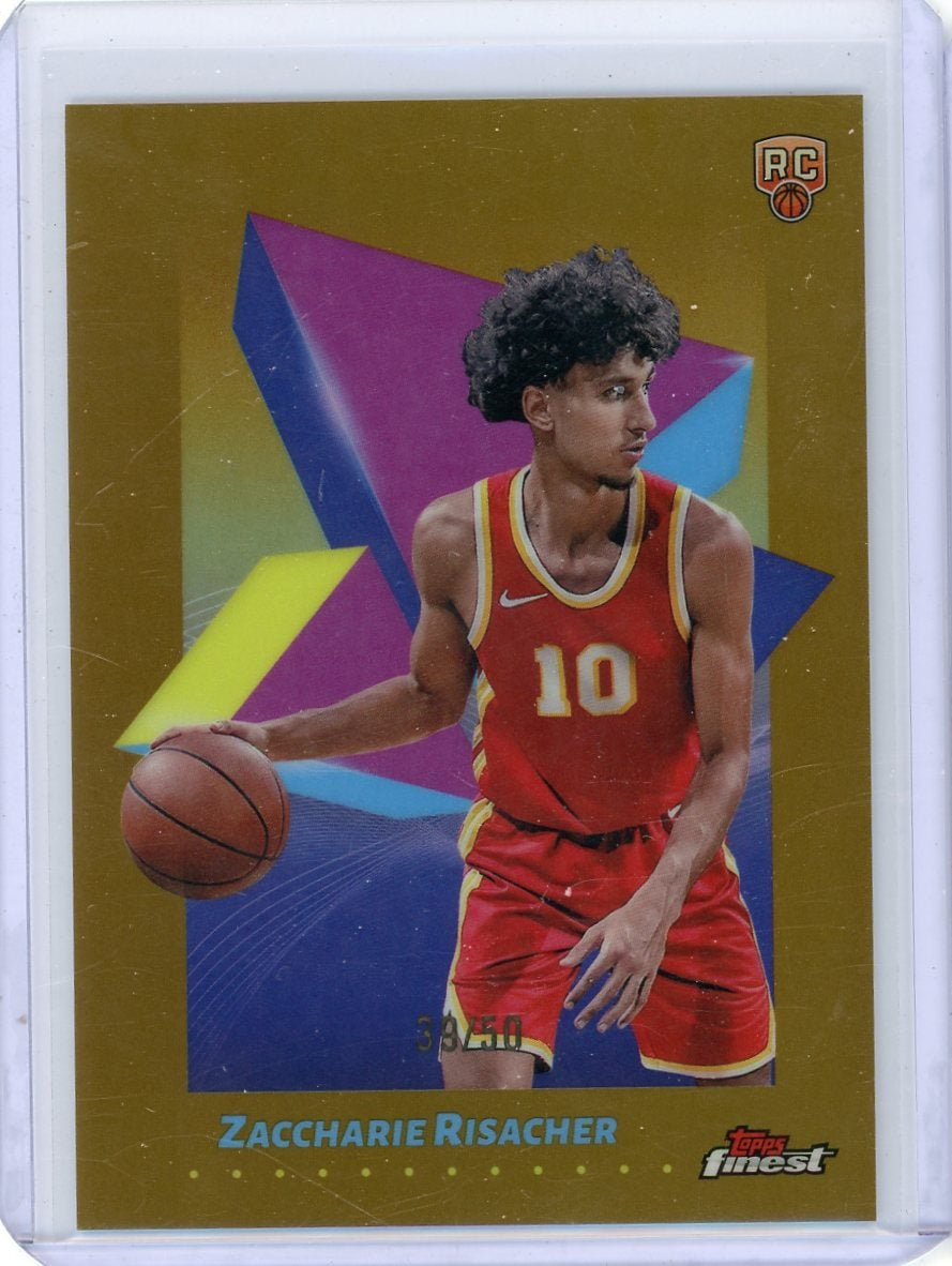 Zaccharie Risacher 2025 Topps Finest gold ref. rookie card #'d 39/50