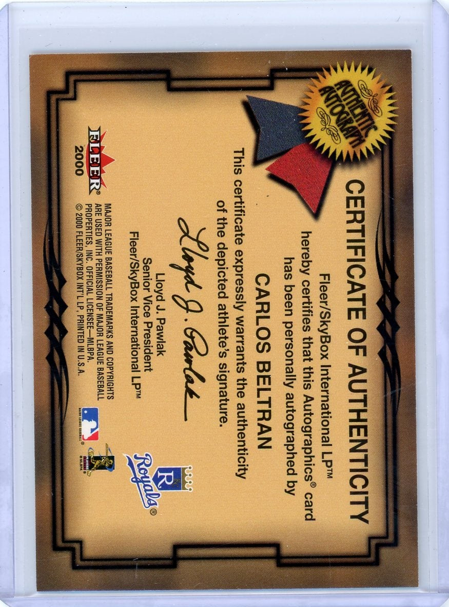 Carlos Beltran 2000 Fleer Autographics autograph