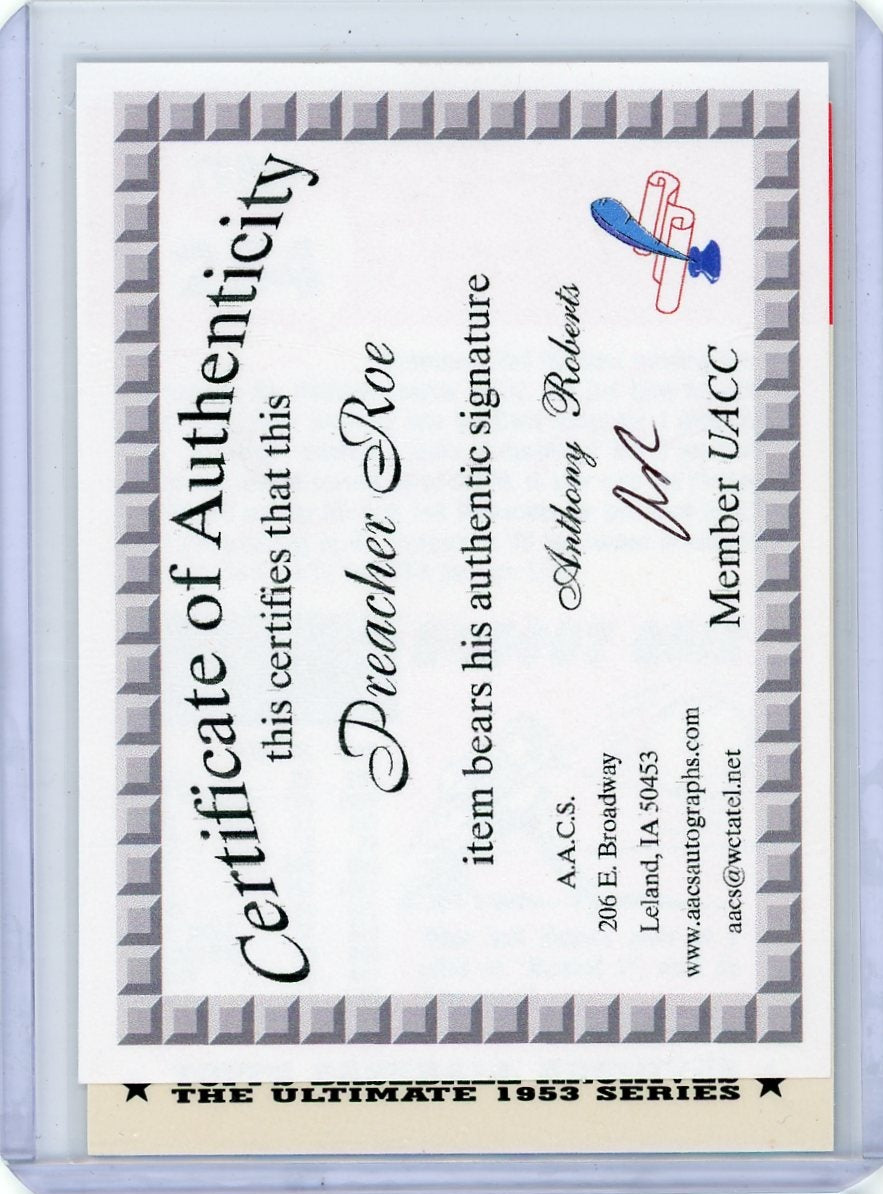 Preacher Roe 1991 Topps Archives '53 autograph w/ COA