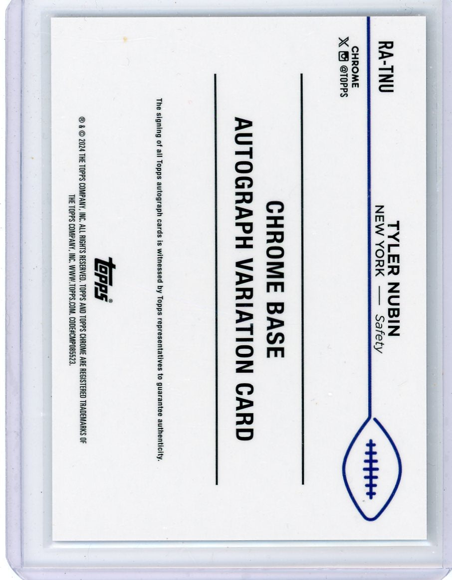 Tyler Nubin 2024 Topps Chrome autograph rookie card