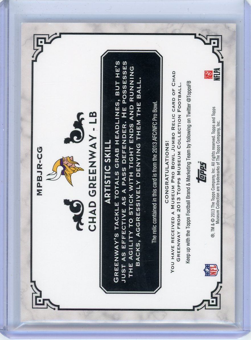 Chad Greenway 2013 Topps Museum Pro Bowl Relic #'d 01/50