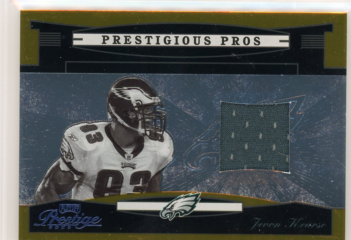 Jevon Kearse 2005 Donruss Prestige Prestigious Pros auth. game-used jersey relic #'d 095/100