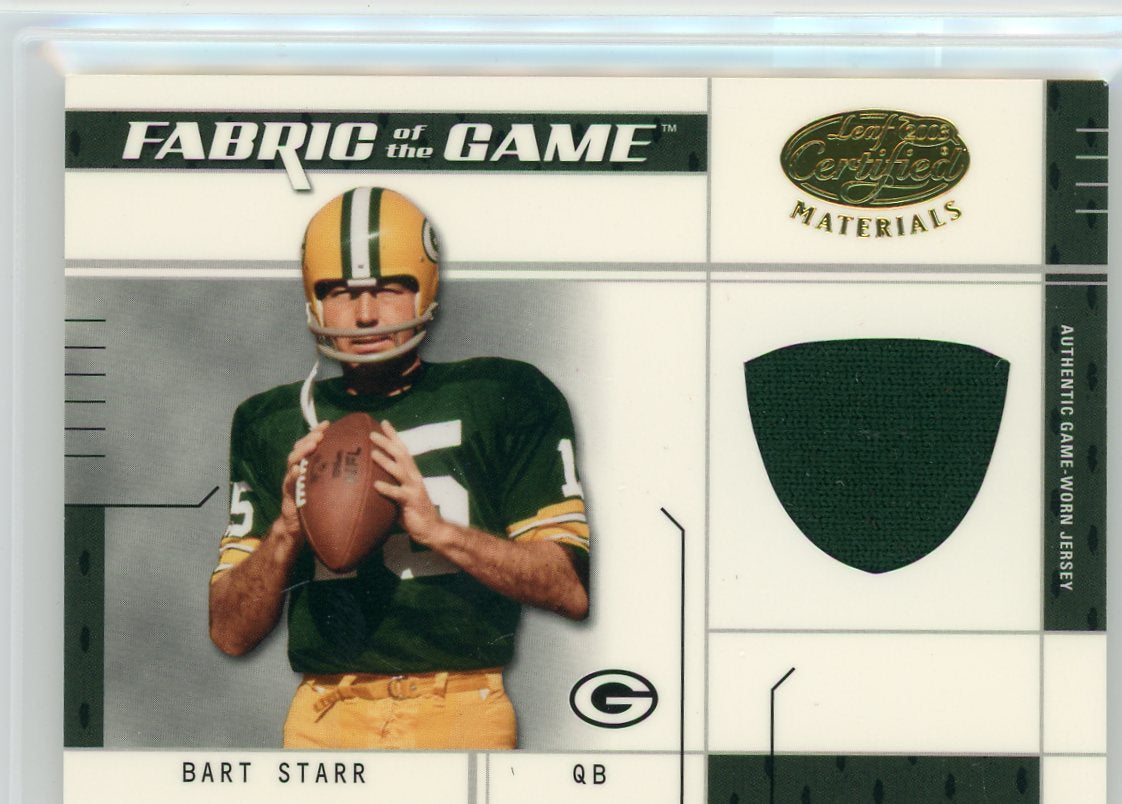 Bart Starr 2003 Donruss Leaf Certified Fabric of the Game auth. game-used jersey relic #'d 42/50