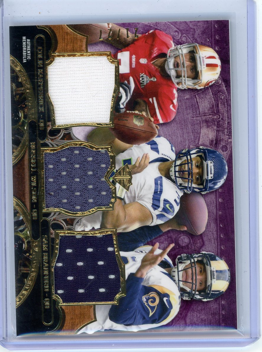 Russell Wilson / Colin Kapernick / Sam Bradford 2013 Topps Triple Threads Triple Relic #'d 21/27