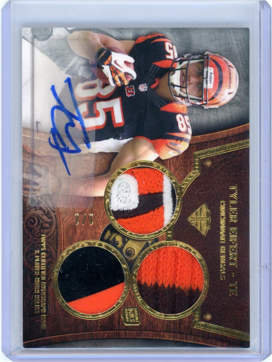 Tyler Eifert 2013 Topps Triple Threads Rookie Triple Patch Autograph #'d 1/1