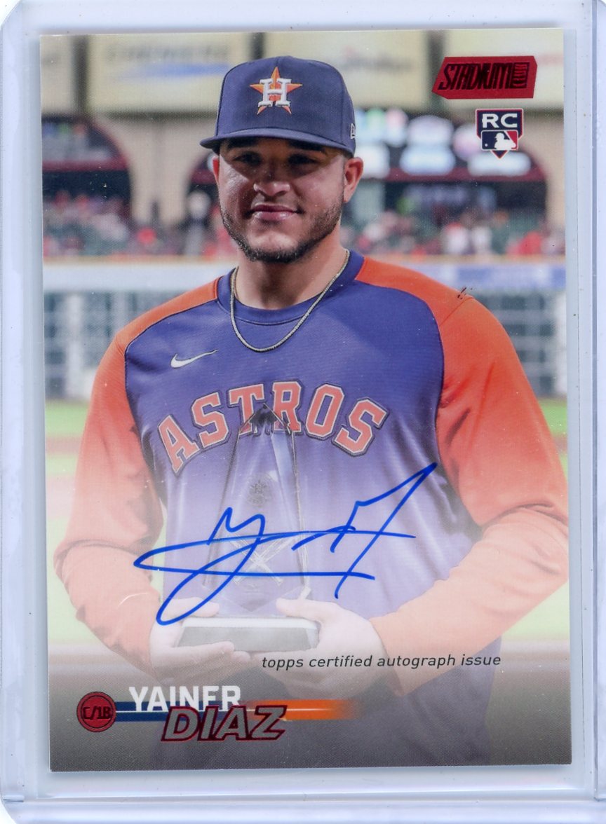 Yainer Diaz 2023 Topps Stadium Club autograph rookie card red foil #'d 32/50