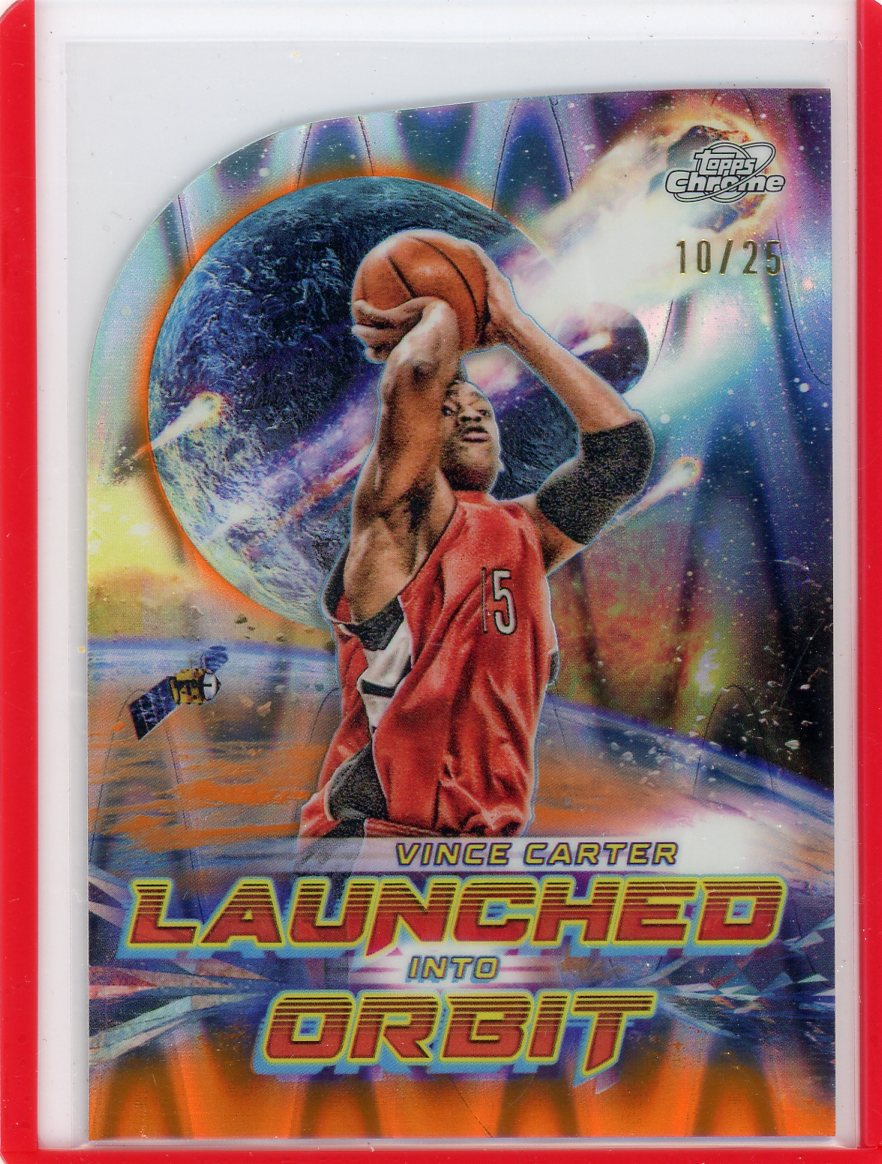 Vince Carter 2024 Topps Chrome Cosmic Launched into Orbit die-cut orange galactic ref. #'d 10/25