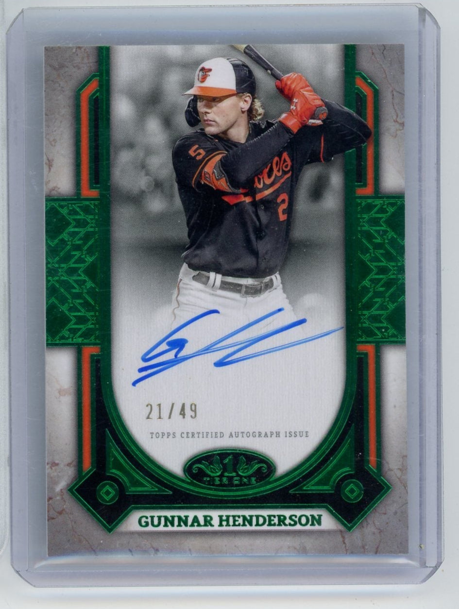Gunnar Henderson 2024 Topps Tier One Green Autograph #'d 21/49