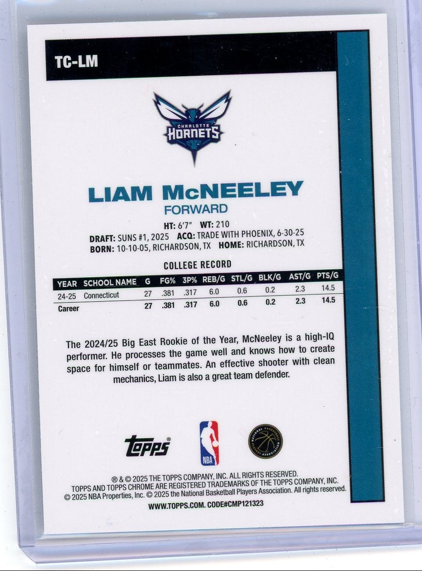 Liam McNeeley 2025-26 Topps Chrome Silver Pack RC