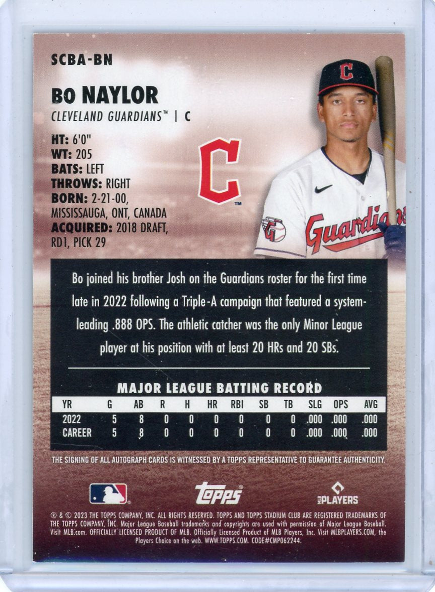 Bo Naylor 2023 Topps Stadium Club autograph rookie card