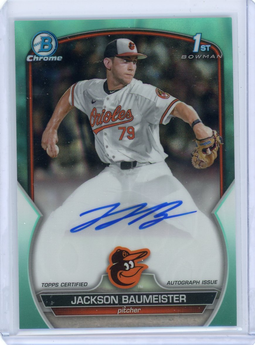 Jackson Baumeister 2023 Bowman Chrome 1st Bowman Aqua Lava Autograph #'d 013/199