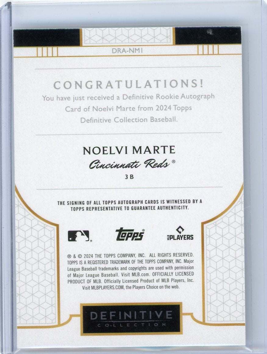 Noelvi Marte 2024 Topps Definitive Collection Rookie Autograph #'d 06/10