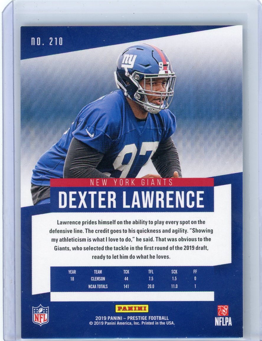 Dexter Lawrence 2019 Panini Prestige Football Rookie #'d 18/25
