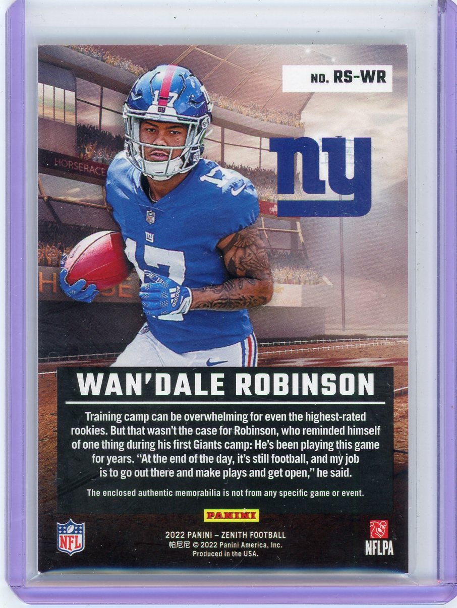 Wan'Dale Robinson 2022 Panini Zenith Rookie Stallions Patch #'d 22/50