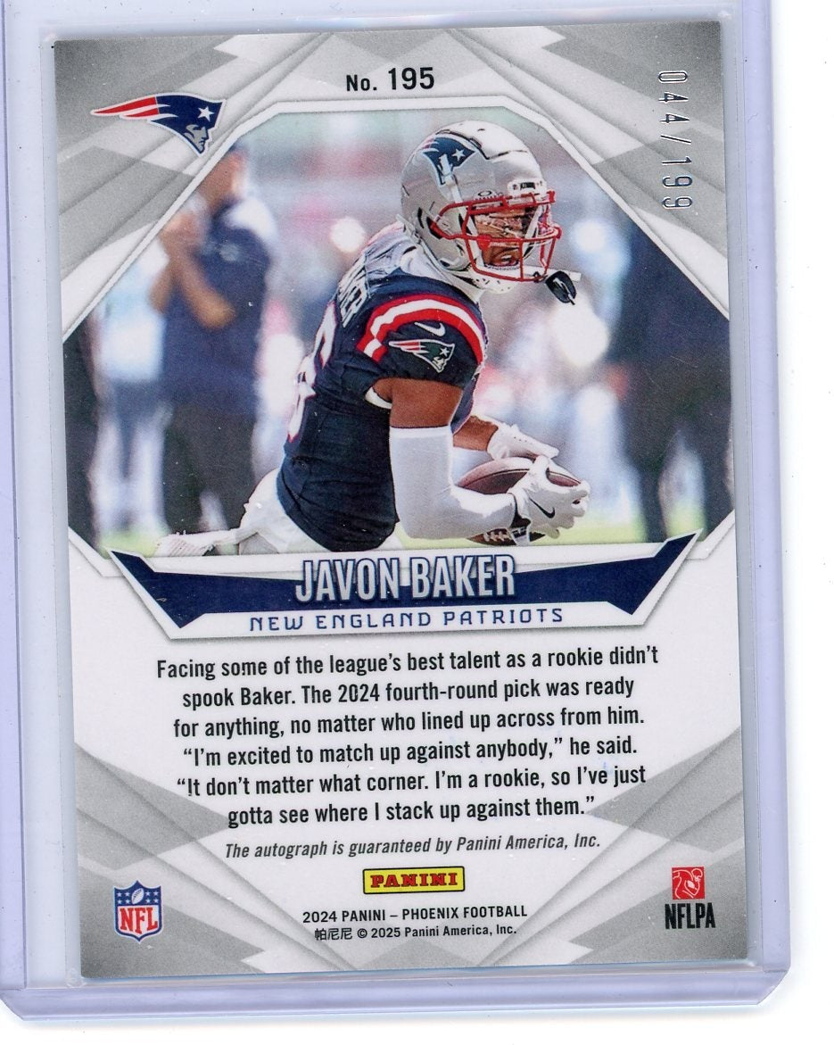 Javon Baker 2024 Panini Phoenix Silver Auto #'d 44/199