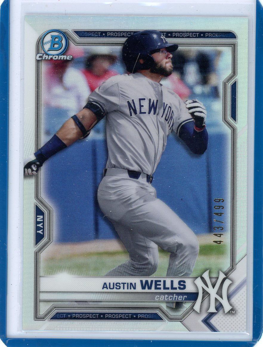 Austin Wells 2021 Bowman Chrome refractor #'d 443/499