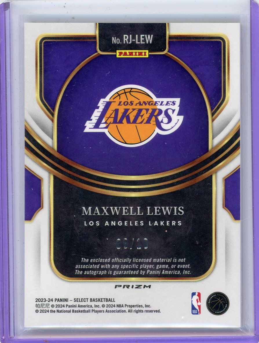 Maxwell Lewis 2024 Panini Select Gold RPA #'d 08/10