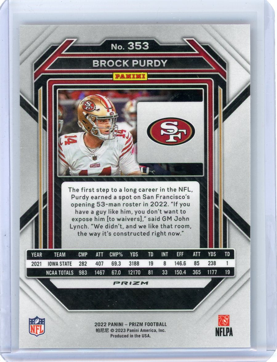 Brock Purdy 2022 Panini Red White & Blue Prizm RC