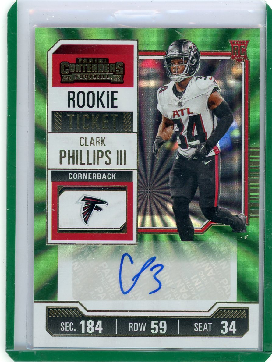 Clark Phillps III 2023 Panini Contenders Green Laser Auto