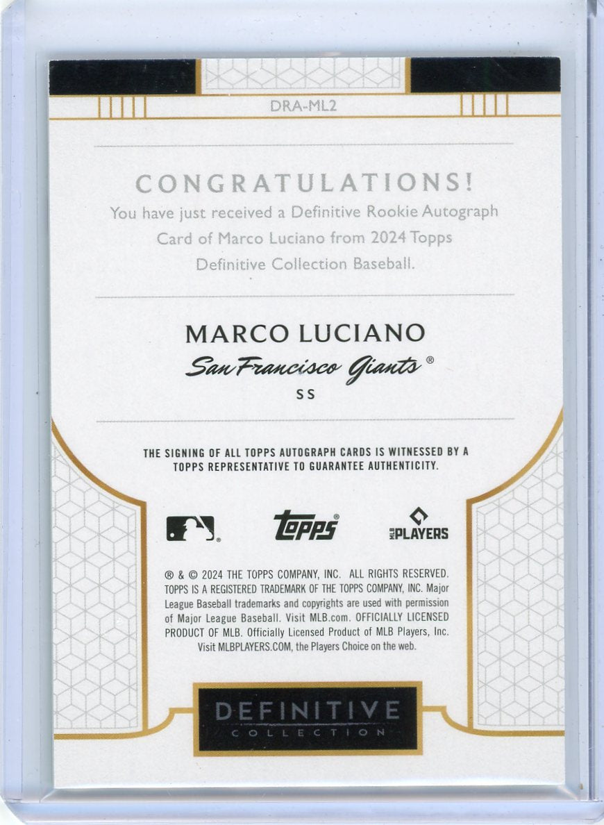 Marco Luciano 2024 Topps Definitive Collection Rookie Autograph #'d 03/25