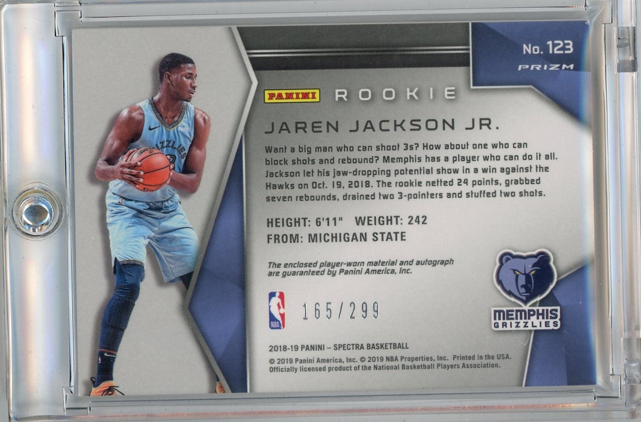 Jaren Jackson Jr. 2018-19 Panini Spectra Silver Prizm RPA #'d 165/299