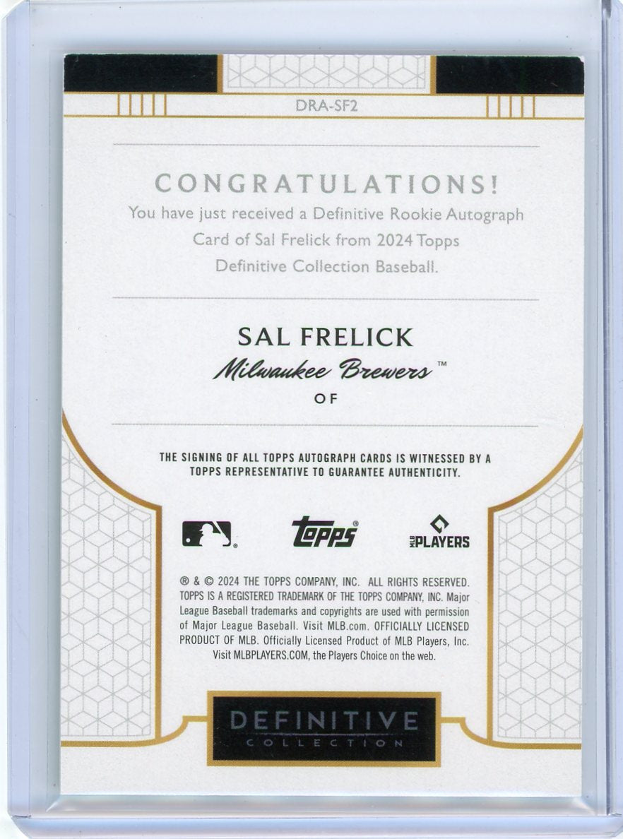 Sal Frelick 2024 Topps Definitive Collection Rookie Autograph #'d 25/25