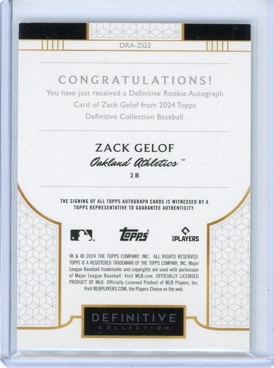 Zack Gelof 2024 Topps Definitive Collection Rookie Autograph #'d 04/50