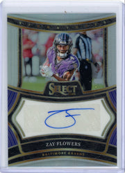 Zay Flowers 2024 Panini Select Signatures silver prizm #'d 304/399