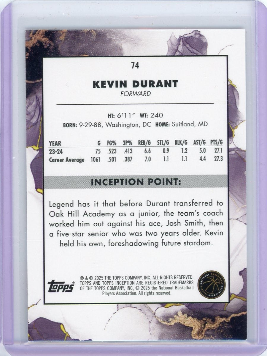 Kevin Durant 2024-25 Topps Inception red #'d 72/75