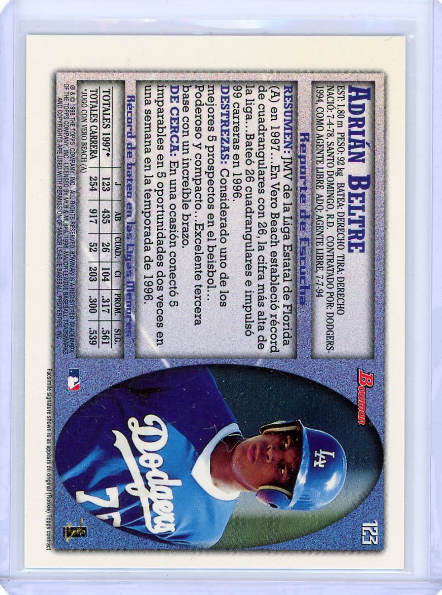 Adrian Beltre 1998 Bowman prospect foil