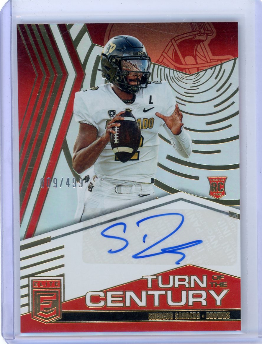 Shedeur Sanders 2025 Donruss Elite Football Turn Of The Century Rookie Autograph #'d 009/499