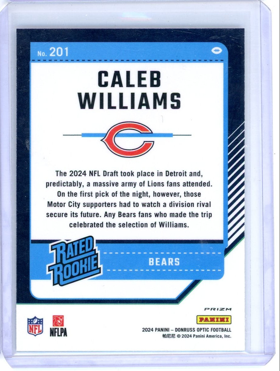 Caleb Williams 2024 Panini Donruss Optic silver prizm rookie card