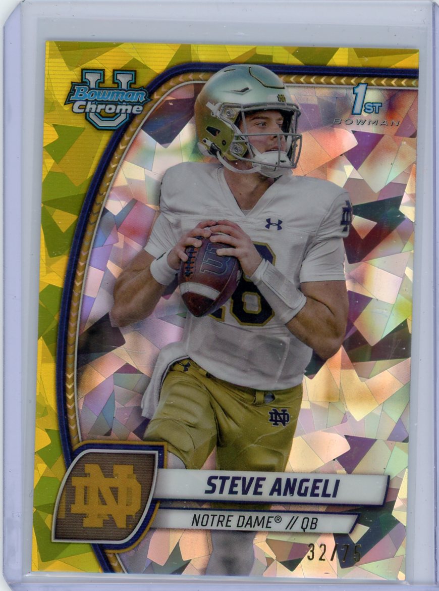 Steve Angeli 2024 Bowman Chrome University Sapphire Yellow 1st Bowman #'d 32/75
