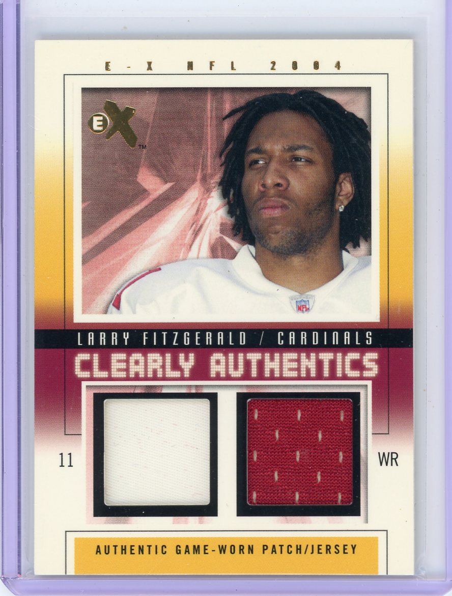 Larry Fitzgerald 2005 Fleer EX Clearly Authentics auth. game-used double relic #'d 38/50