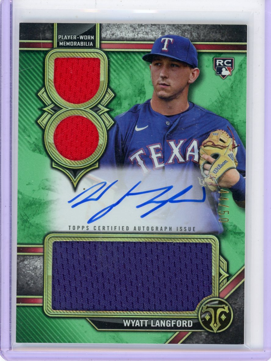 Wyatt Langford 2024 Topps Triple Threads autograph relic rookie card #'d 44/50