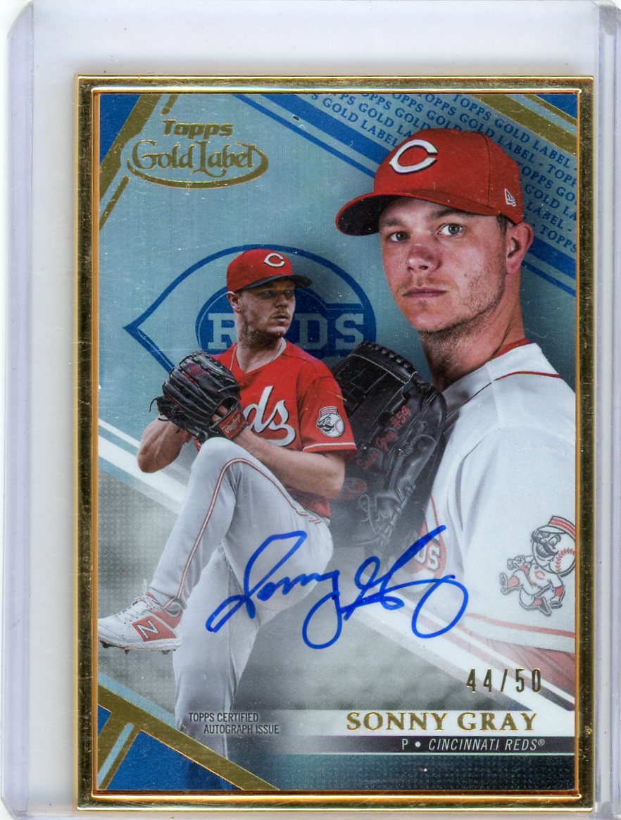 Sonny Gray 2021 Topps Gold Label Gold Frame autograph blue #'d 44/50