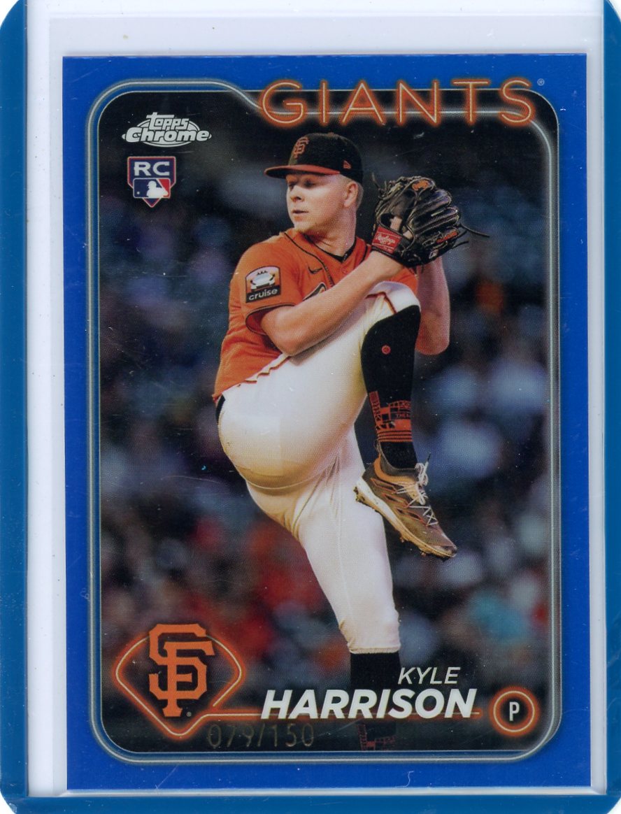 Kyle Harrison 2024 Topps Chrome blue refractor rookie card #'d 079/150