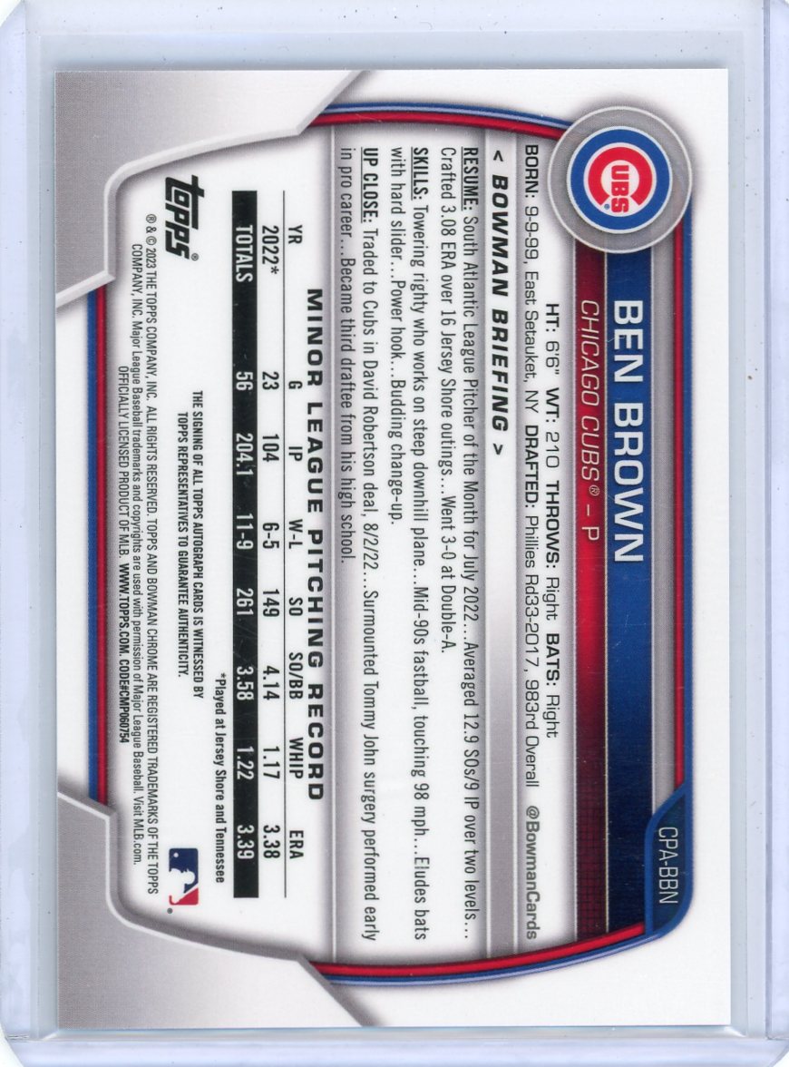 Ben Brown 2023 1st Bowman Chrome autograph