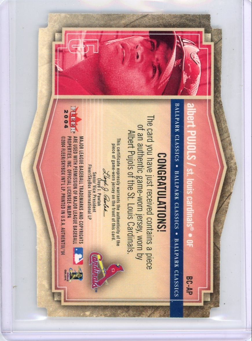 Albert Pujols 2004 Fleer Authentic Ballpark Classics die-cut game-used jersey relic