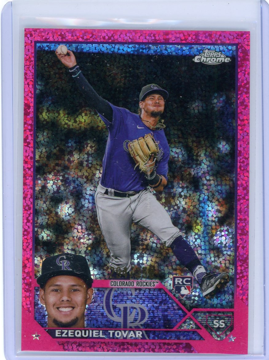 Ezequiel Tovar 2023 Topps Chrome fuchsia mini diamond ref. rookie card #'d 294/350