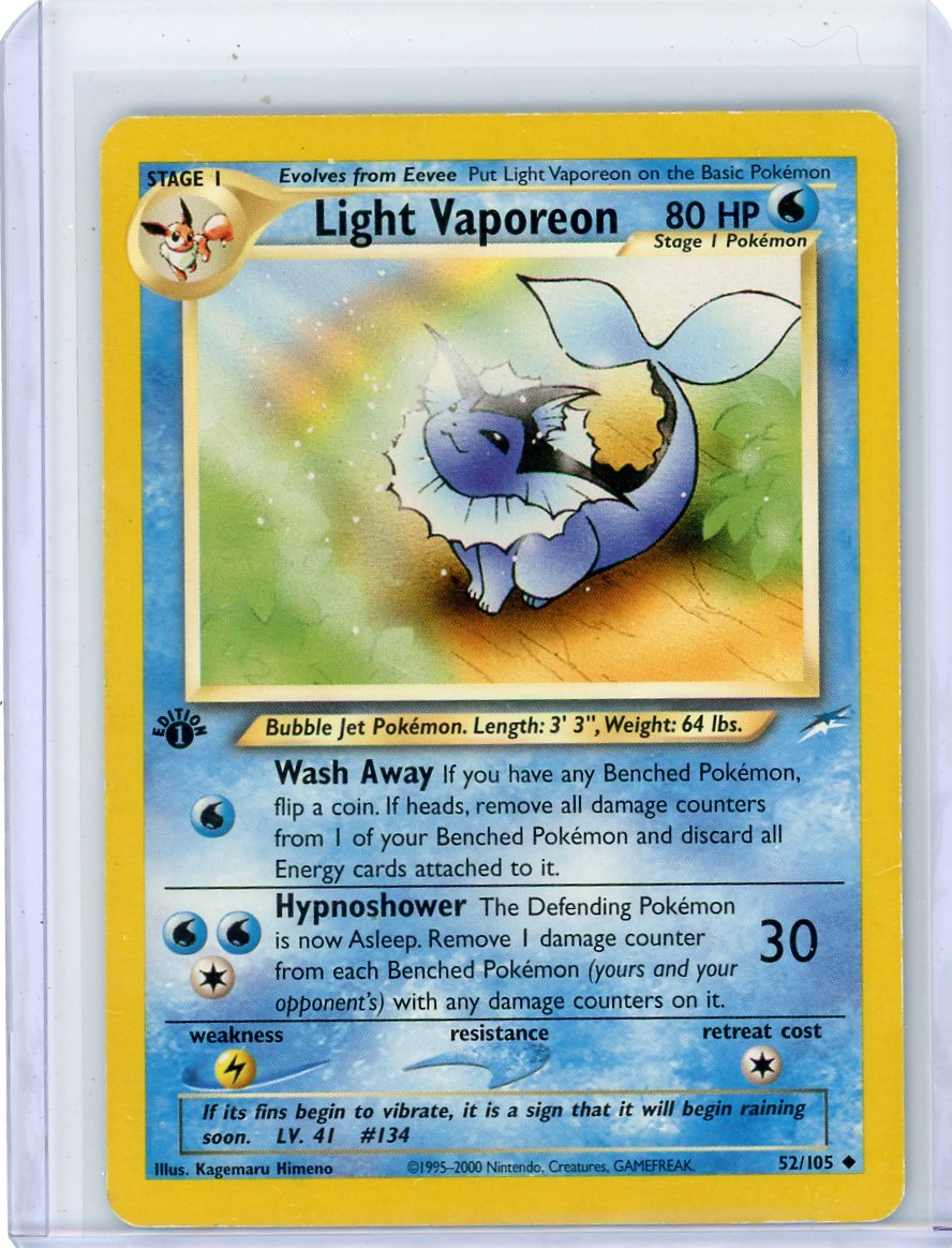 Light Vaporeon Pokémon 1st Edition Neo Destiny Non-Holo #52/105