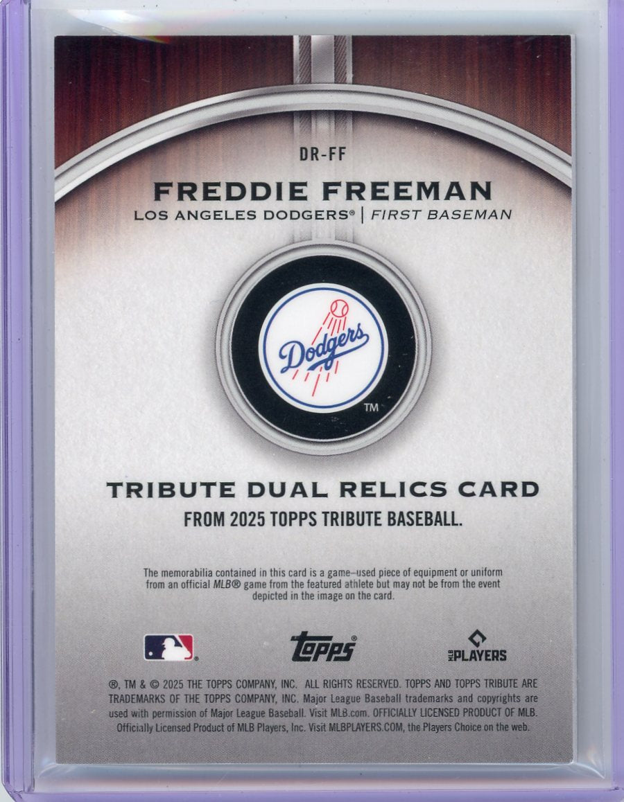 Freddie Freeman 2025 Topps Tribute dual game-used relics #'d 198/199