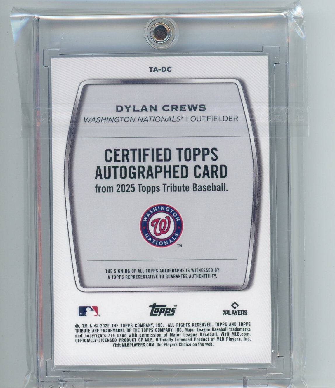 Dylan Crews 2025 Topps Tribute autograph rookie card #'d 134/199