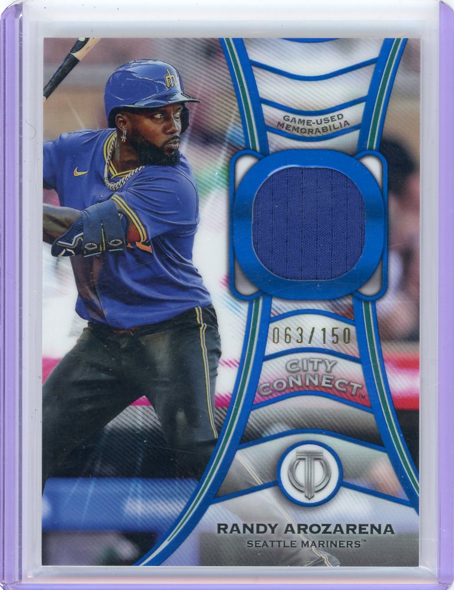 Randy Arozarena 2025 Topps Tribute Tributaries City Connect game-used relic blue #'d 063/150