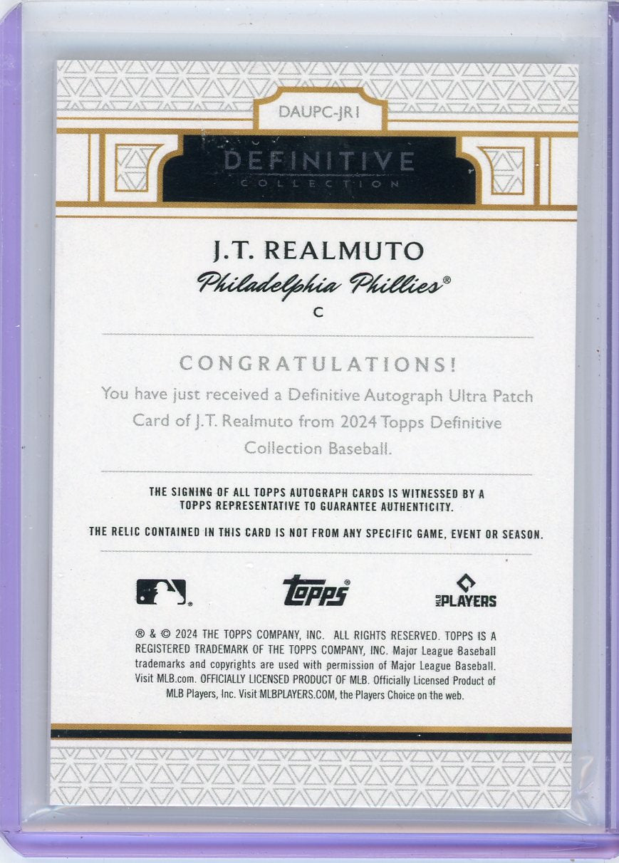 JT Realmuto 2024 Topps Definitive Collection Autograph Ultra Patch #'d 4/6