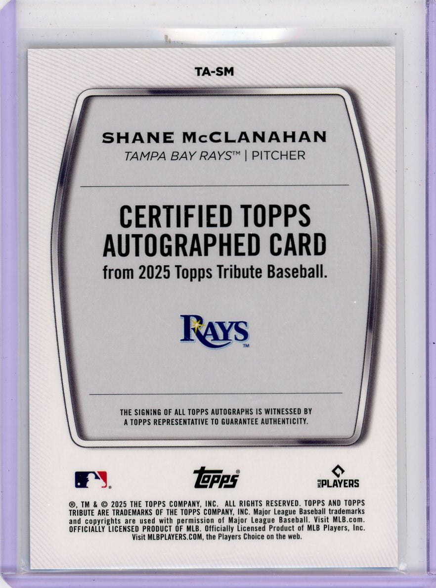 Shane McClanahan 2025 Topps Tribute autograph blue #'d 052/150