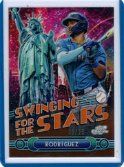 Julio Rodriguez 2024 Topps Chrome Fanatics Swinging for the Stars orange ref. #'d 05/25