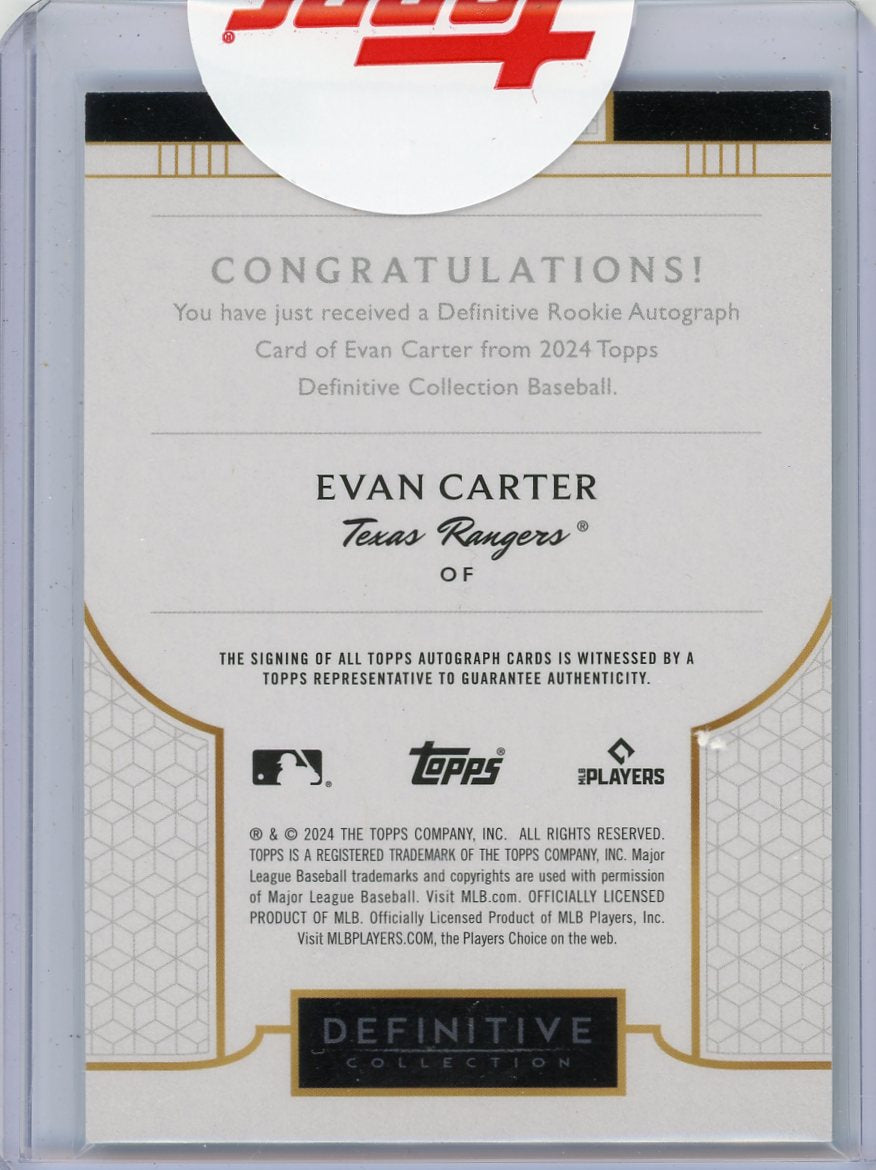 Evan Carter 2024 Topps Definitive autograph rookie card #'d 07/25
