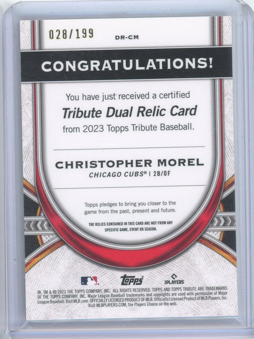 Christopher Morel 2023 Topps Tribute Dual Patch RC #'d 028/199