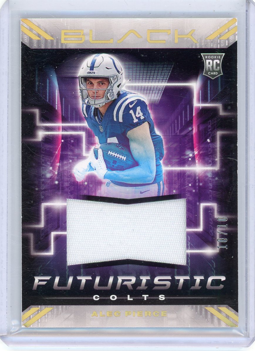 Alec Pierce 2022 Panini Black Futuristic relic rookie card #'d 10/10
